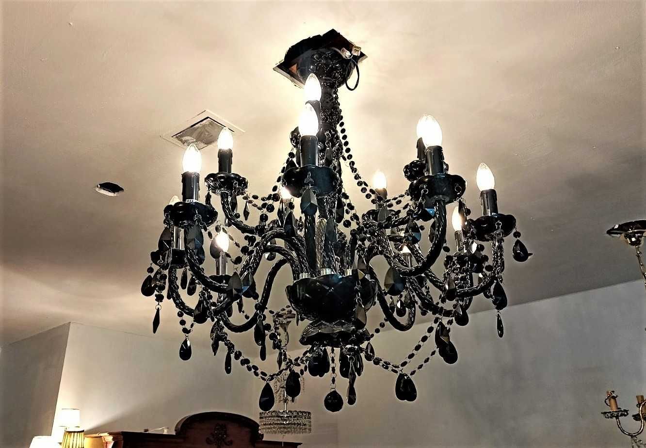 Lustre Preto 14 Lâmpadas