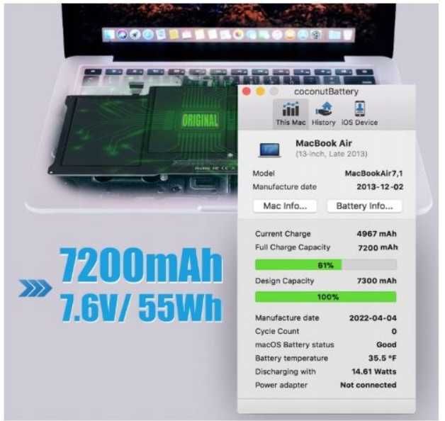 Snsyiy Bateria zamienna do MacBook Air 13 calowa