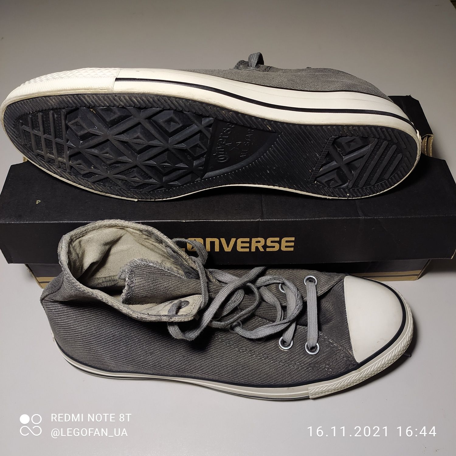 Из США Кеды Converse ® Классика серый джинс высокие — унисекс Конверсы