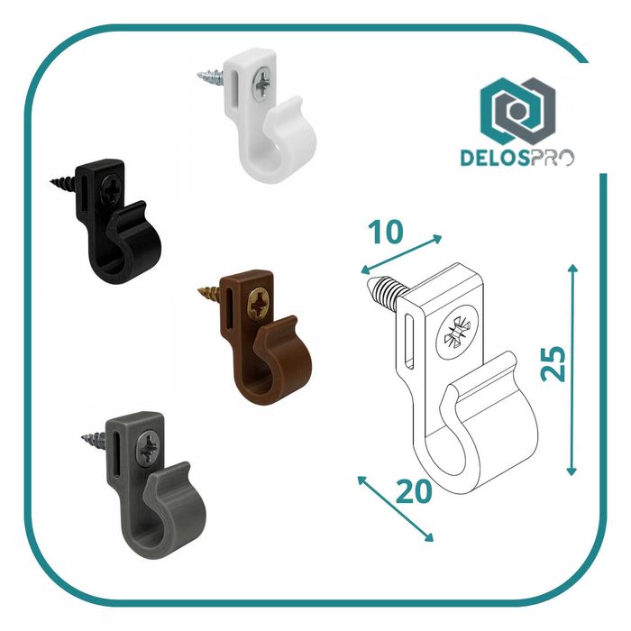 Haczyki wkręcane uniwersalne do lampek świątecznych, czarne 60 szt.