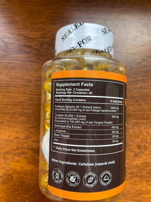 Біодобавка Fadogia agrestis підсилення тестостерону 120 капсул