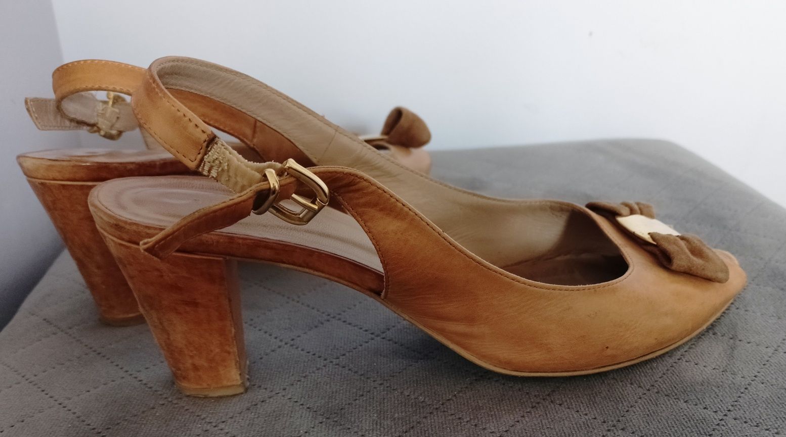 Gino Rossi czółenka buty sandały wygodny obcas skóra 38