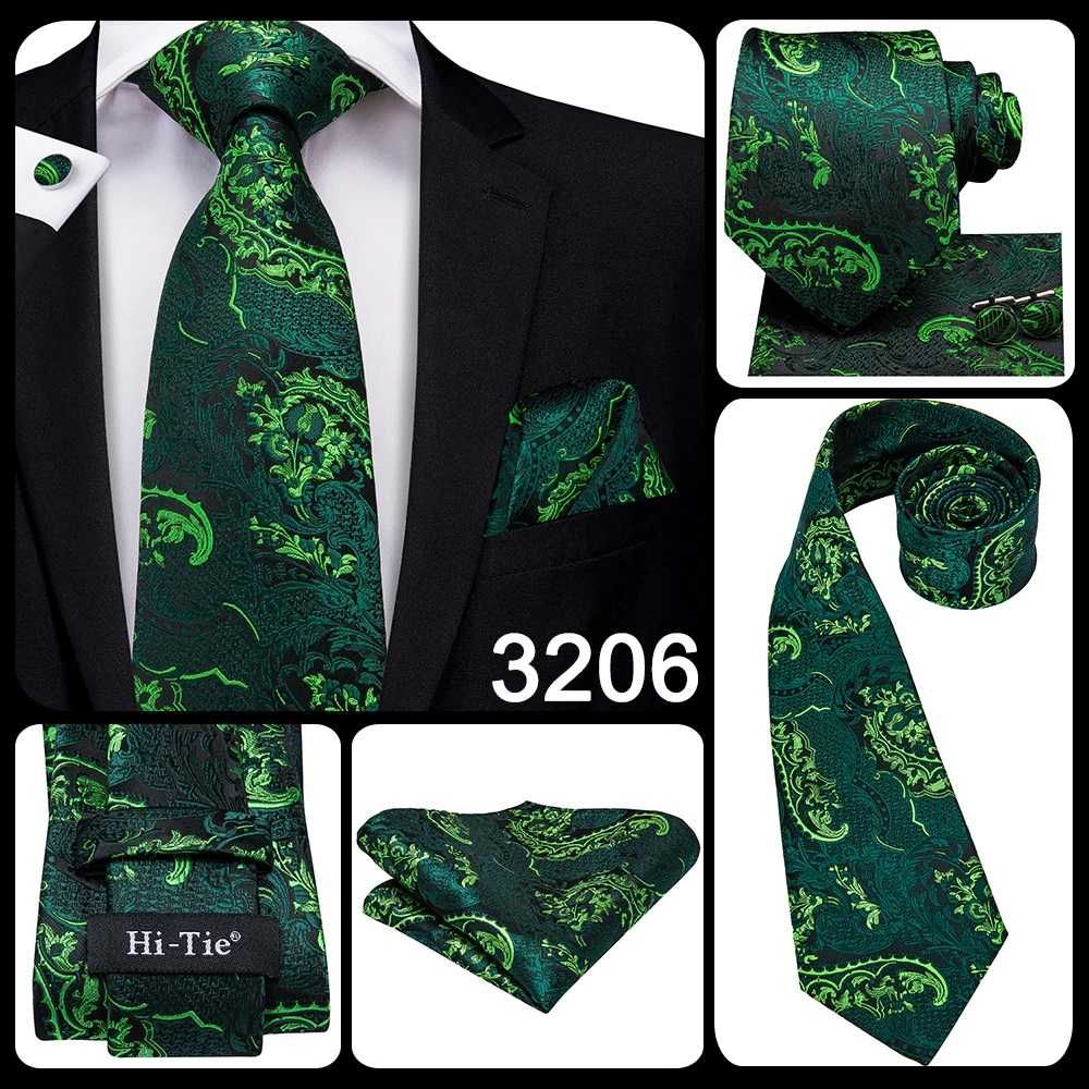 Nowy ZESTAW JEDWABNY Krawat + Poszetka + Spinki zielony