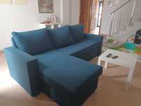 Sofá-cama Chaise Long Azul-Escuro – Bom Estado – Oportunidade!