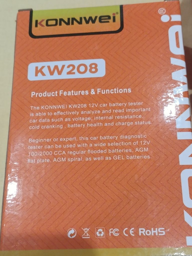 Konnwei BK100, KW208, BK200 12V-24V тестер аккумулятора bluetooth