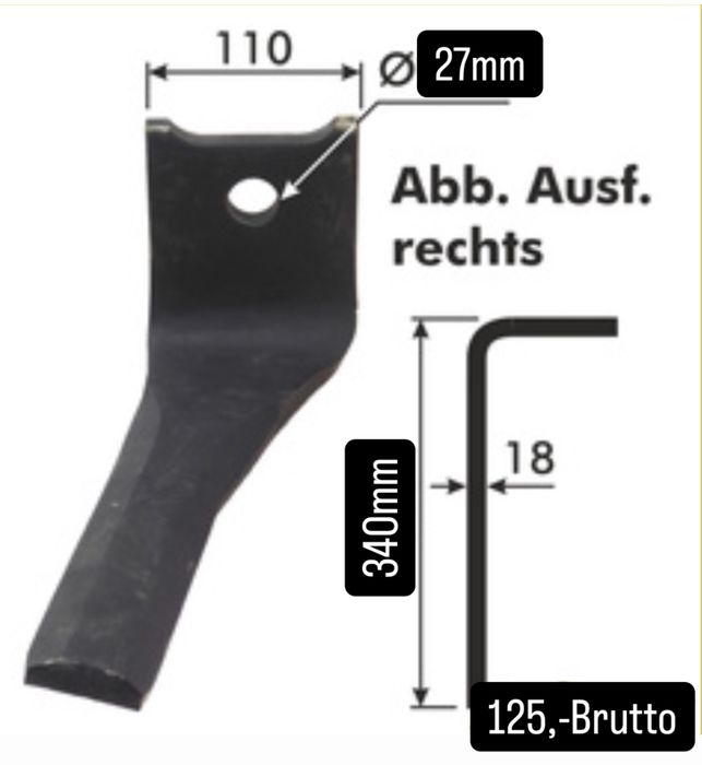 Ząb brony aktywnej Pottinger LION L 873.40.220.0 P 873.40.225.0