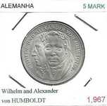 Alemanha - - - 5 Mark - 1967-F - von Humboldt - - - Moeda de Prata