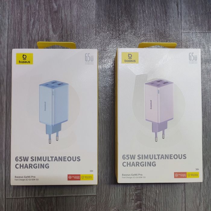 Мережевий зарядний пристрій Baseus GaN6 Pro 65W 2USB+2Type-C + кабель