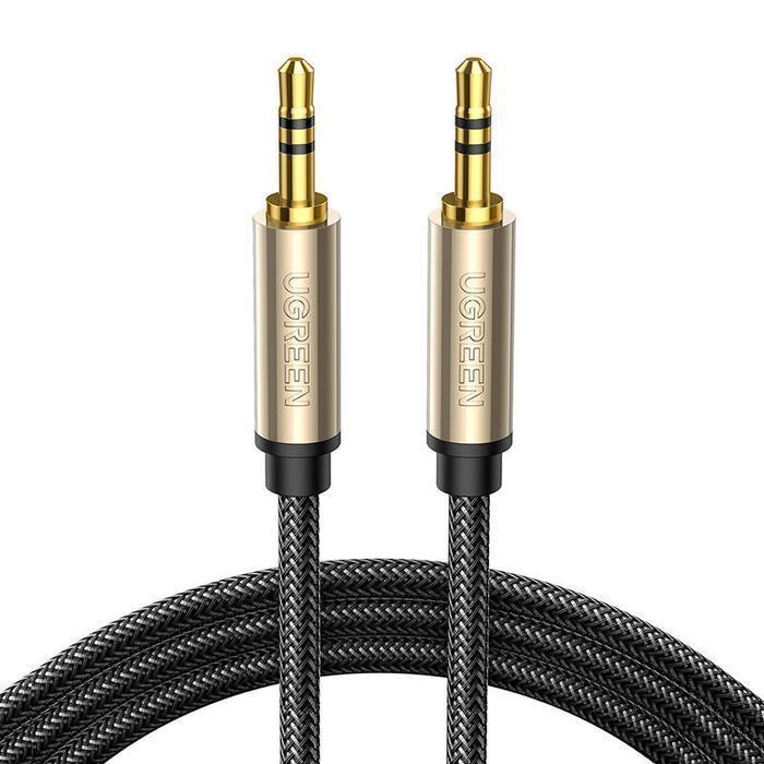 Kabel AUX UGREEN AV125 3.5mm Pozłacany 3m Nylonowy Szary