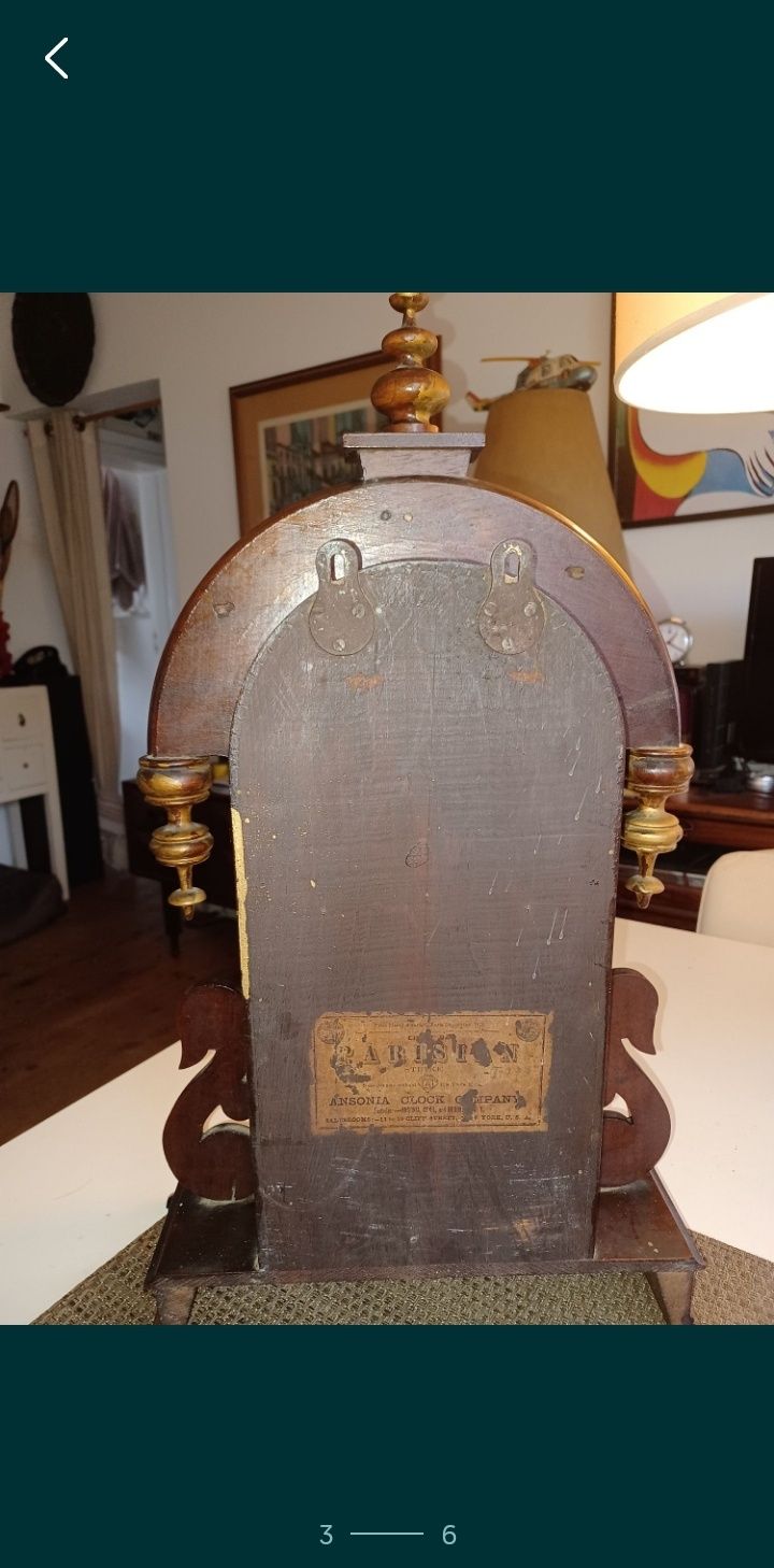 Relógio antigo de parede Ansonia Clock Company séc XIX