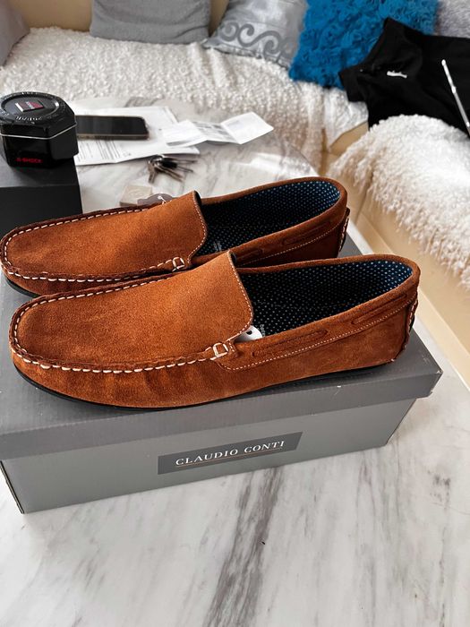 Claudio Conti – mokasyny męskie zamszowe, nowe romz. 44