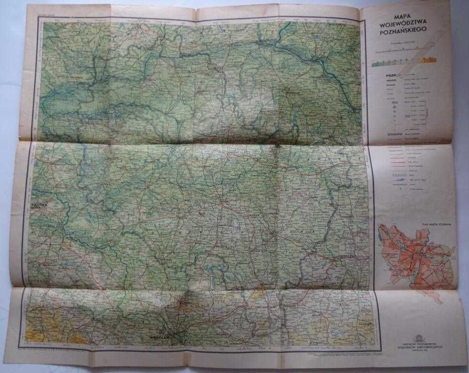 Mapa Województwa Poznańskiego Z 1966 Roku – Historyczna