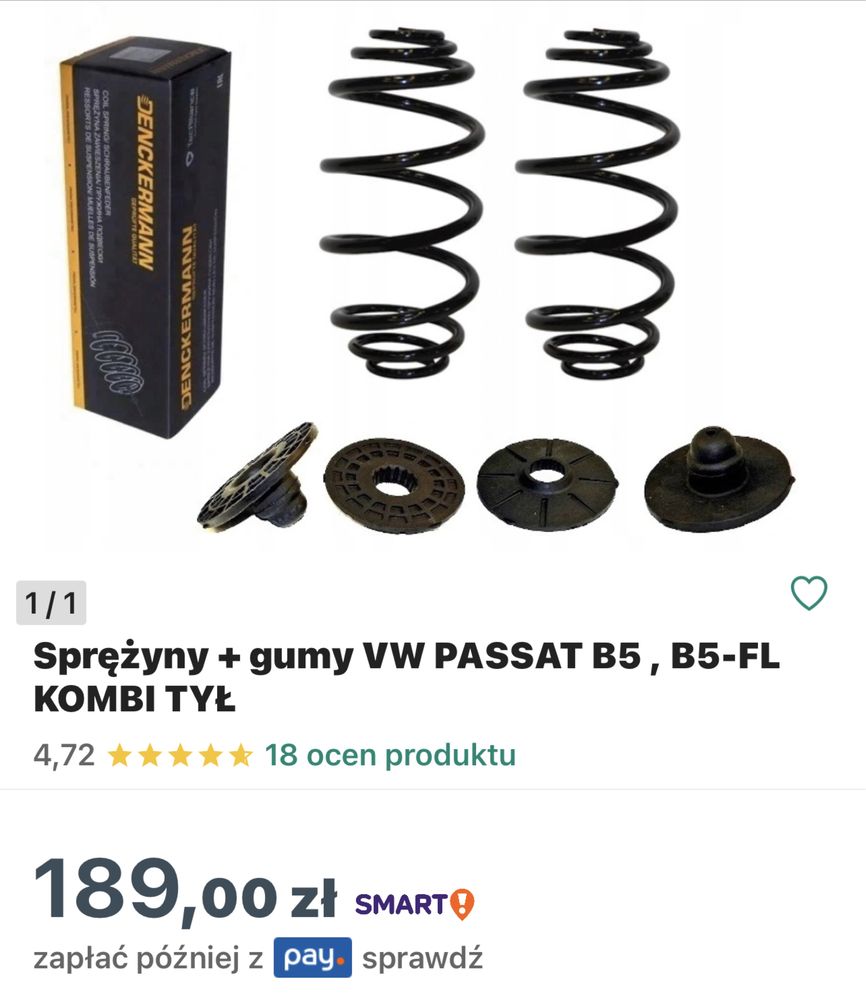 Sprężyny vw passat b5 tył kombi