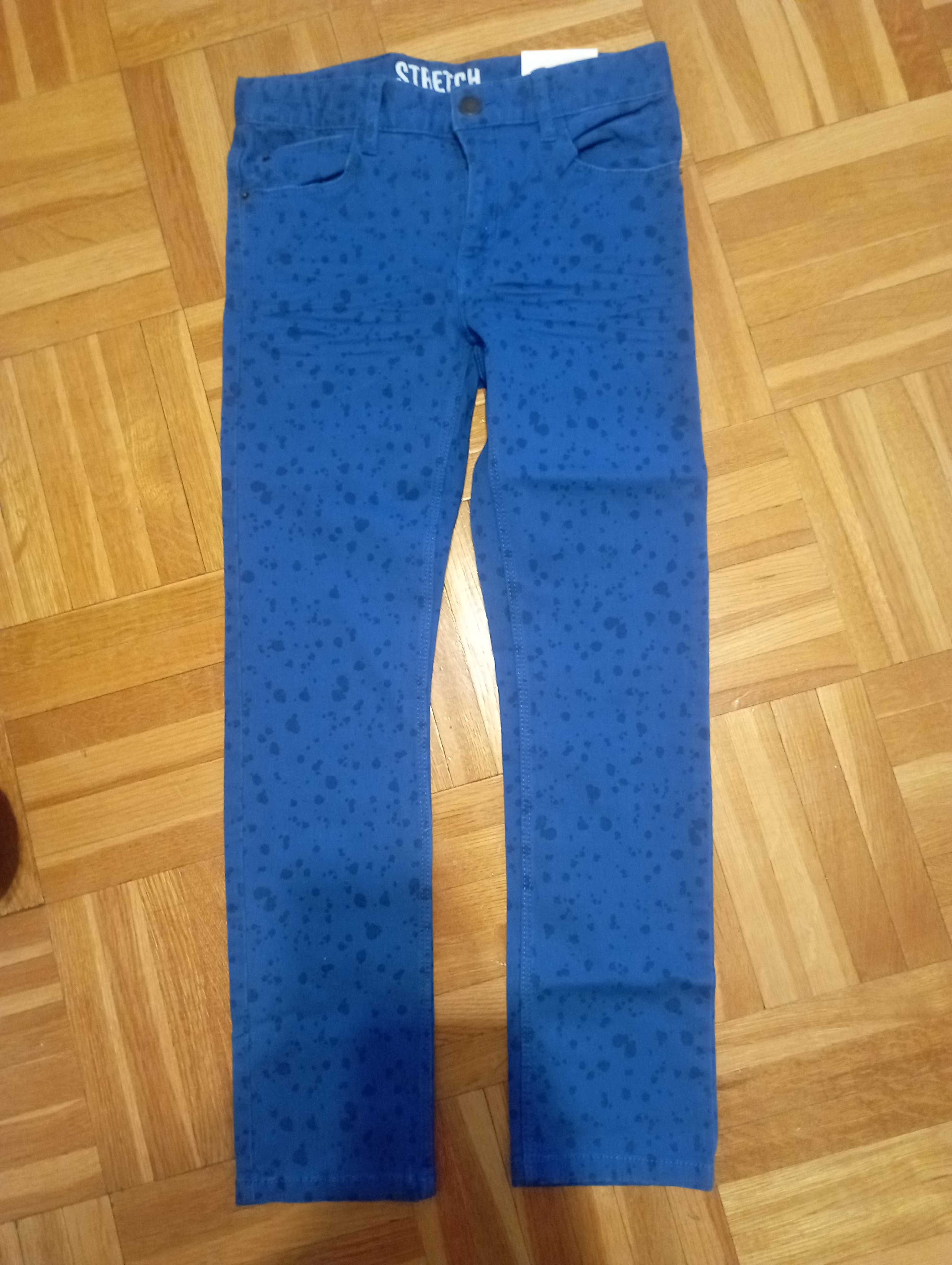 Niebieskie spodnie w centki ze stretchem