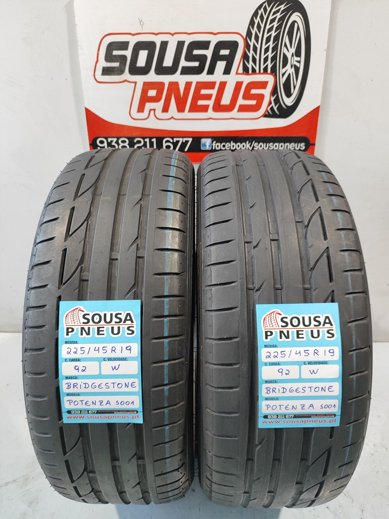 2 pneus semi novos 225-45R19 Bridgestone - Oferta da entrega - 150 EUR
