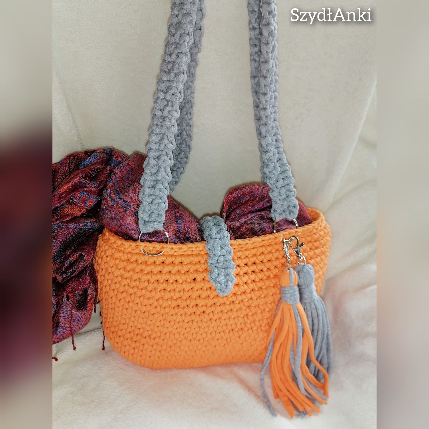 Torebka handmade z przędzy bawełnianej szydełko