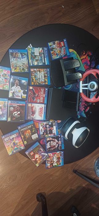 Ps4 gogle vr kierownica + 16 gier