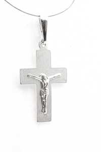 -30% Krzyżyk srebrny z Panem Jezusem satynowany AS-212 NOWY