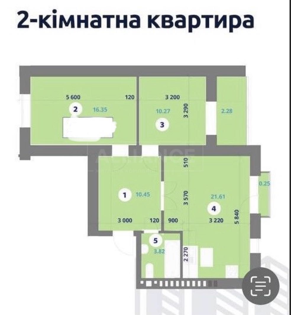 Здана двокімнатна квартира, в обжитому будинку,готова до ремонту
