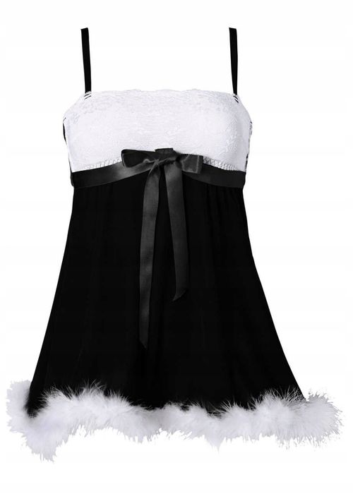 B.P.C Koszulka babydoll świąteczna mikołajka czarno biała ^40/42