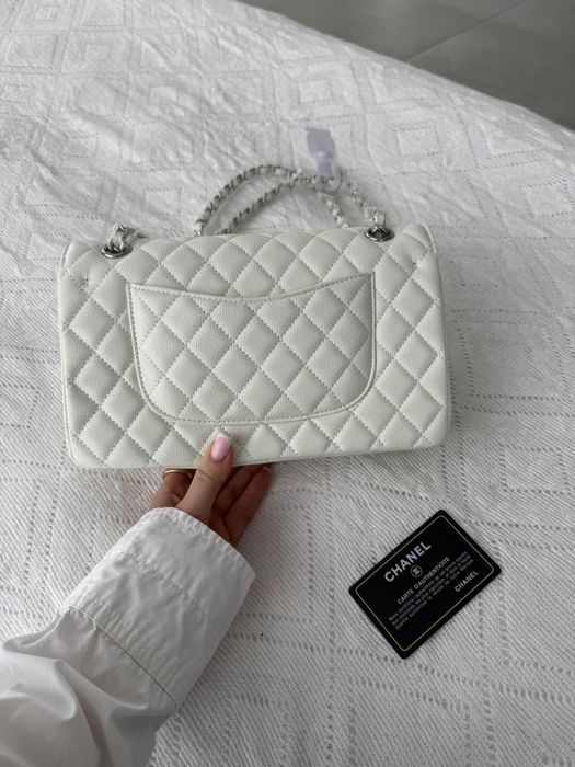 Сумка Chanel 2,55 шкіра | біла | срібна фурнітура