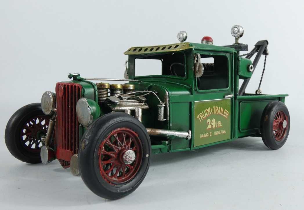 Metalowy model pojazd HOT ROD auto pomoc drogowa holownik 33 cm
