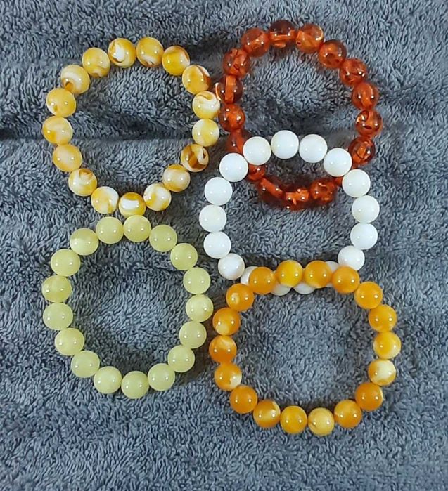 Piękna Bransoletka z Bursztynu 5 opcji kolorystycznych 12 mm