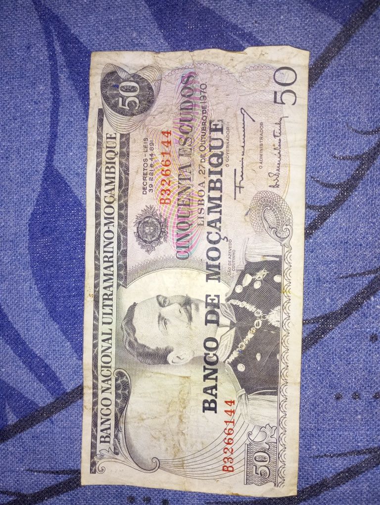 Nota 50 escudos Moçambique colonial