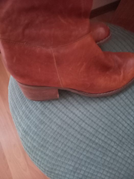 Brązowe skóra dlugie kowbojki rozmiar 38