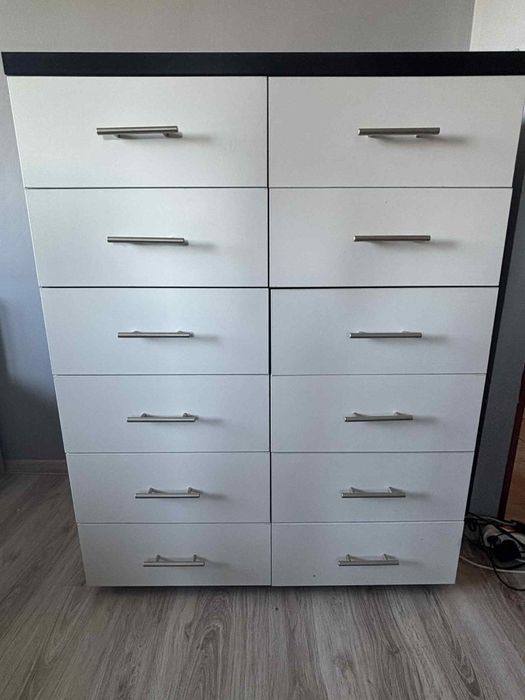 Komoda biało-czarna (124cm) nowoczesna i pojemna