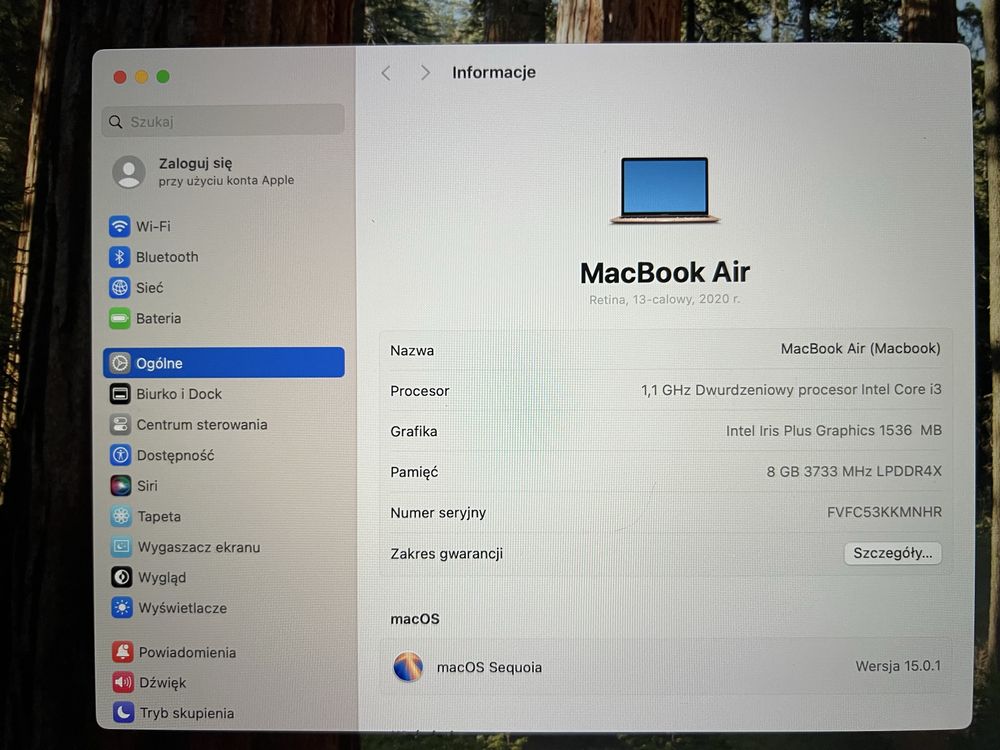 MacBook Air 13”, 256 GB, i3 1.1 Ghz, 8 GB RAM, Rzeszów