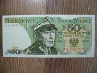 Banknot PRL 50 złotych 1975 rok seria BB ciekawy numer UNC