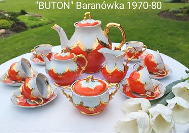 Serwis do herbaty Czerwony BUTON BARANÓWKA ZSRR 1970-80