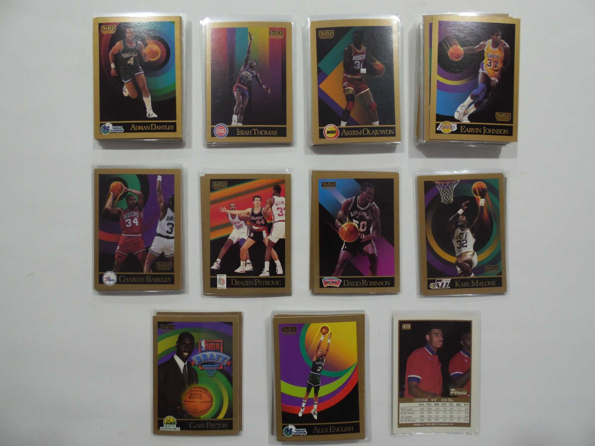 Lotes de cartas da NBA Skybox e outras
