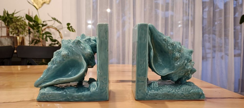 Podpórki do książęk ceramiczne muszle turkusowe hampton