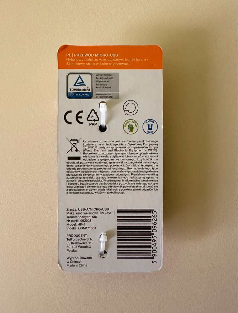 Kabel MICRO-USB ładowarka 1.2 m