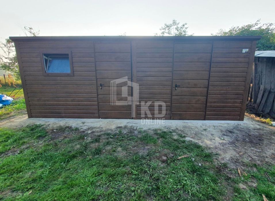 Domek Ogrodowy Schowek 6X3 Okno - 2X Drzwi - Ciemny Orzech  Tkd79