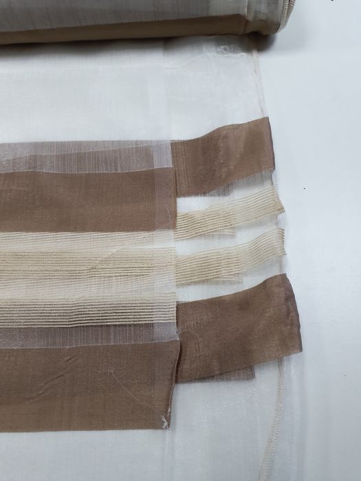 Tkanina firanowo-zasłonowa brązowo-beżowa szer.300 cm.