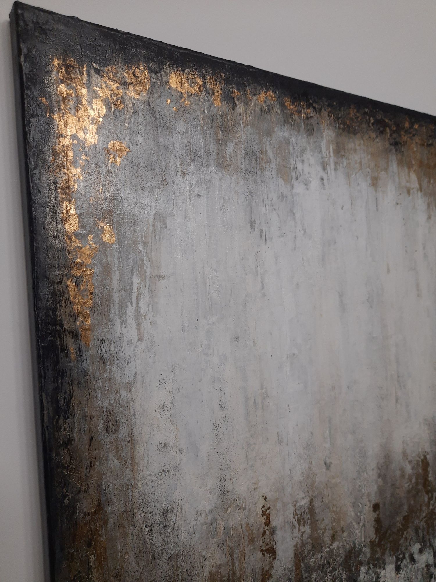 Obraz strukturalny loft nowoczesny złoto czerń ozdoba ścienna