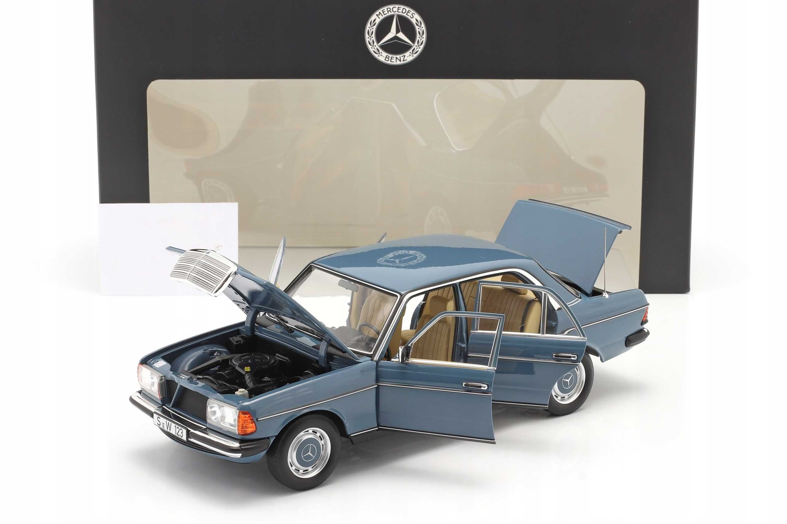 1:18 MERCEDES-BENZ 200 W123 china blue niebieski dilerski Norev NOWY