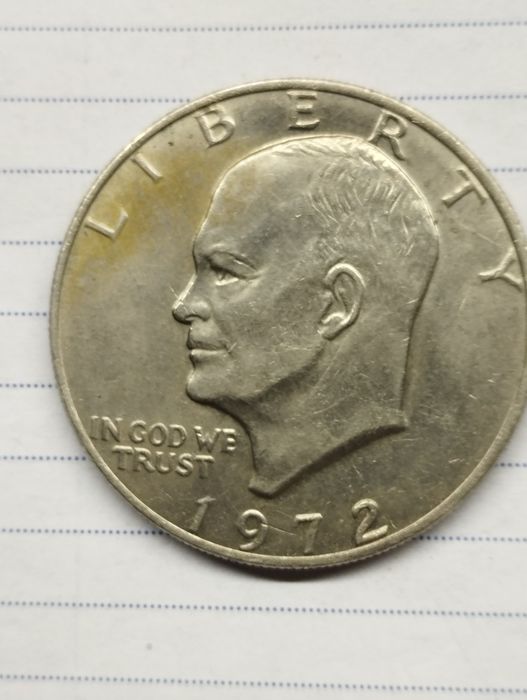 Moeda 1 dolar 1972 - silver plate