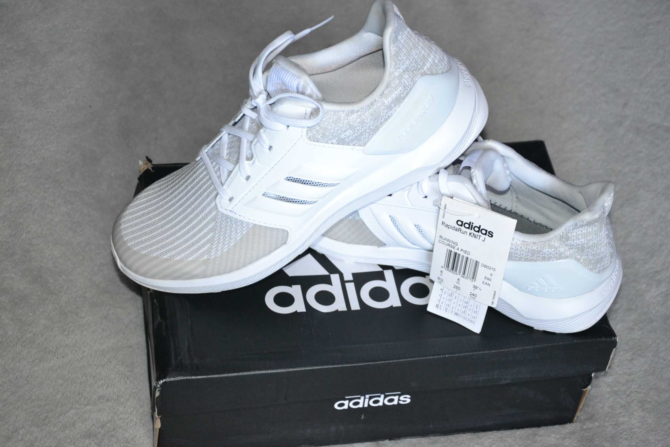 Nowe Buty ADIDAS RapidaRun KNIT Eu 39 1/3 Oryginalne DB0215