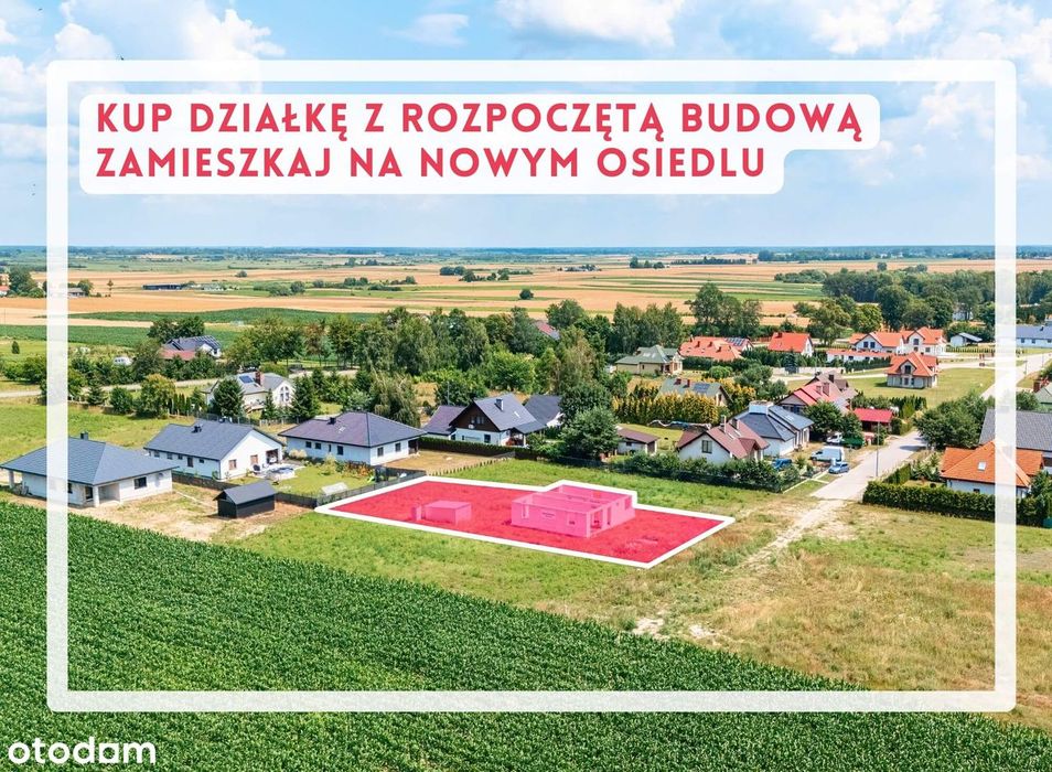 Działka budowlana z rozpoczętą budową