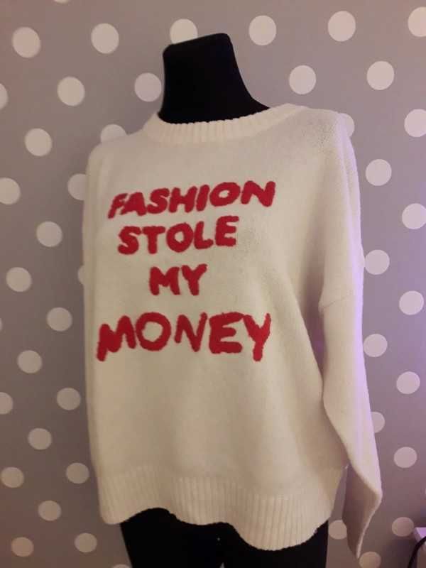 Biały sweter SINSAY fashion stole my money L