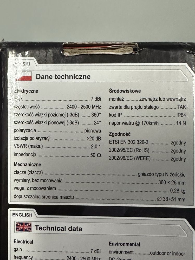 Antena dookólna Interline Horizon Mini 7dBi 2,4GHz