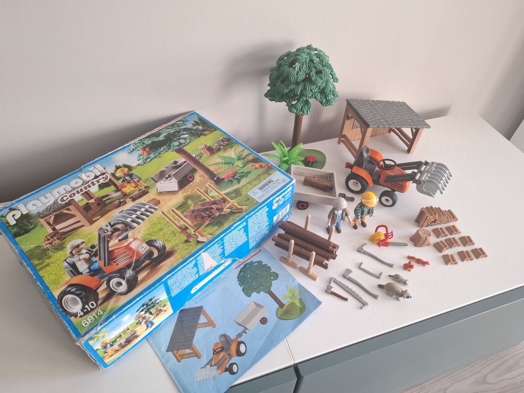 Playmobil traktor drwal drzewo przyczepka wieś 6814