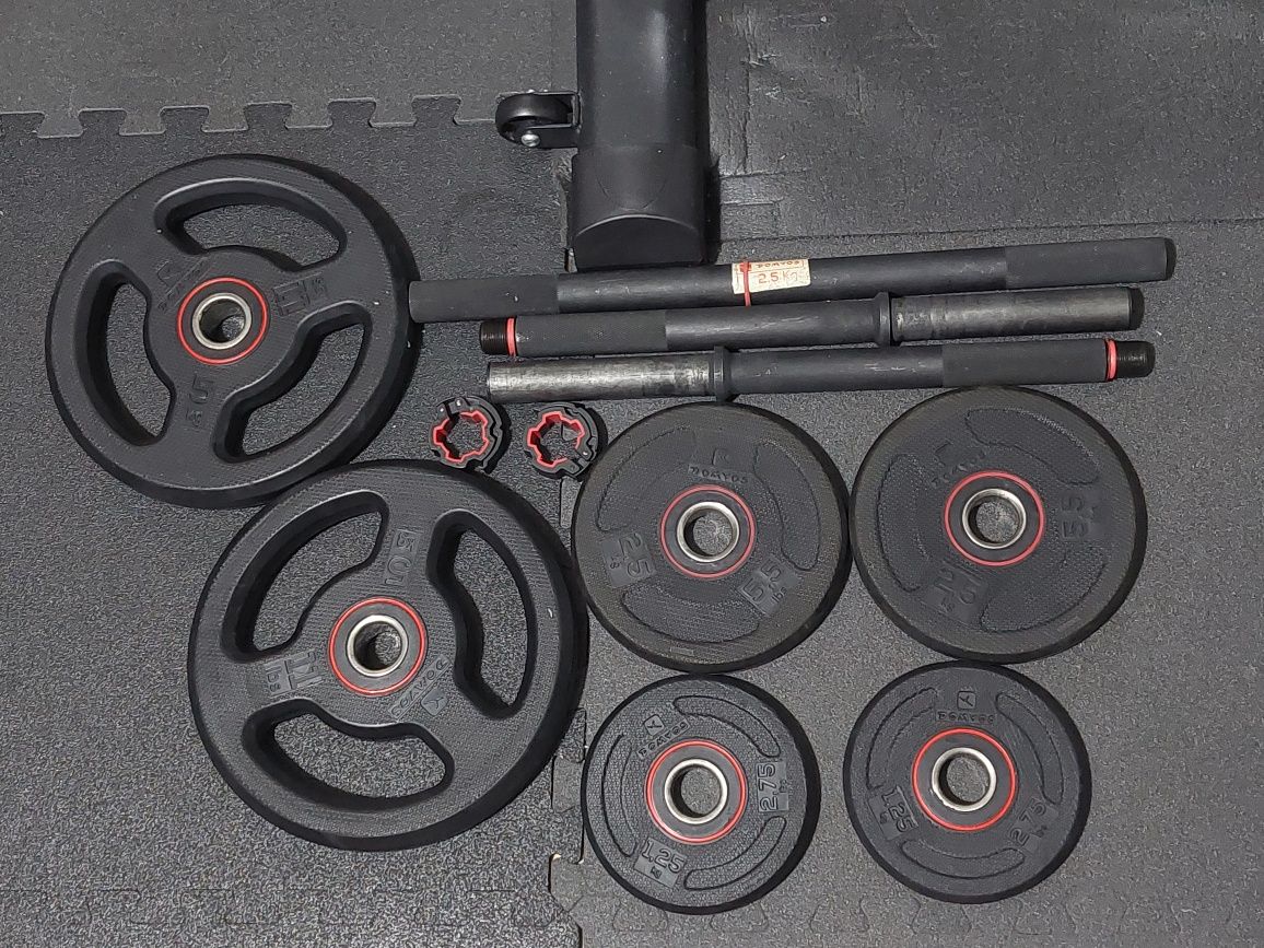 Barra pum + 2 discos 1,25kg 2 de 2,5kg e 2 de 5Kg emborrachados