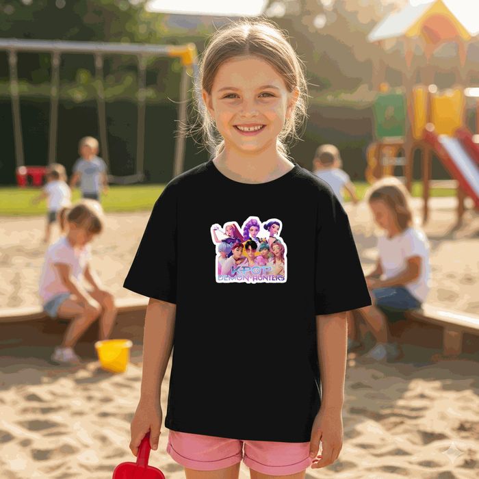 Koszulka dziecięca czarna z motywem kpop demon hunters - K-Pop 152