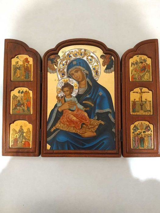 Богородиця з немовлям. триптих 
 Ікона ручної роботи