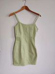 Limonkowa sukienka mini jeansowa 34 elegant